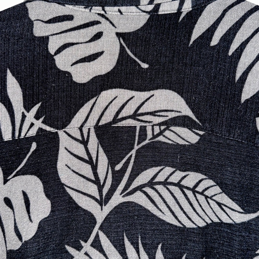 JAMAICA JAXX Mens L 100% Silk Hawaiian PREPPY Dress Casual Shirt Black Gray - Picture 5 of 8